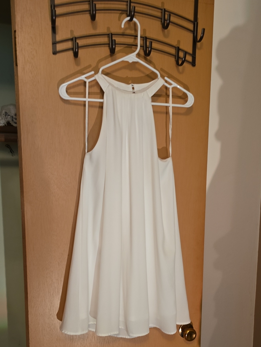 Flowy White Halter Swing Dress M